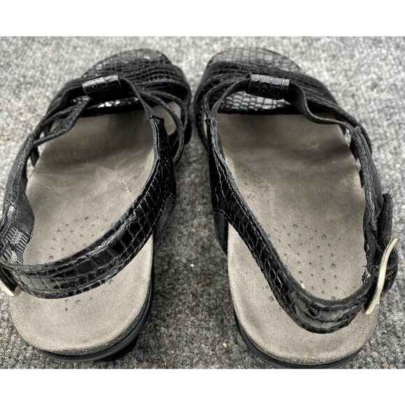 SAS Allegro Comfort Sandal Size 6 M | Black Croc Leather Strappy Heel Shoe - Picture 14 of 14